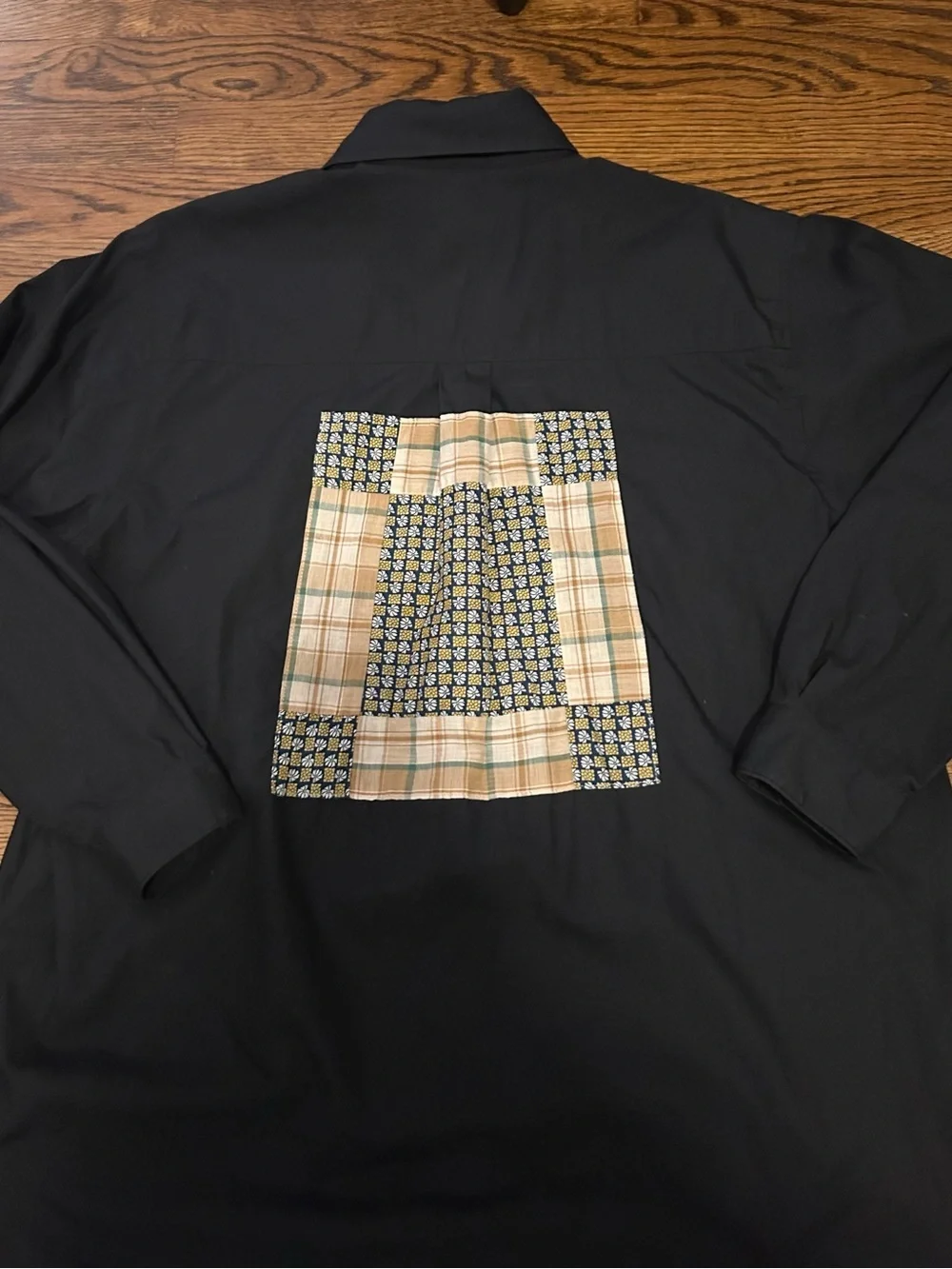 Carlene black  Long-Sleeve Button-Front Shirt Dress w Patch Pocket 1of a kind
